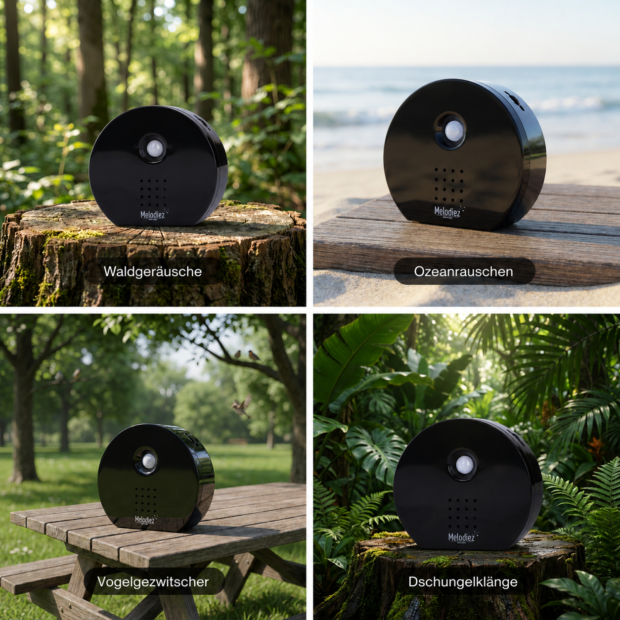 Melodiez Nature Box Schwarz: Verfügbare Naturgeräusche