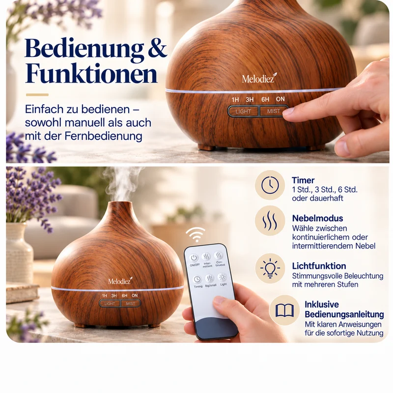 Melodiez Aroma Diffuser: Bedienung und Funktionen