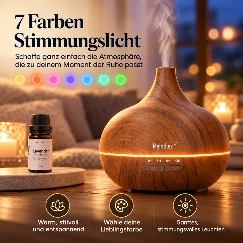 Melodiez Aroma Diffuser: Stimmungslicht in 7 Farben