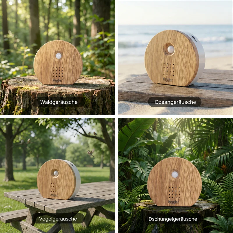 Melodiez Nature Box Dunkles Holz: Verfügbare Naturgeräusche