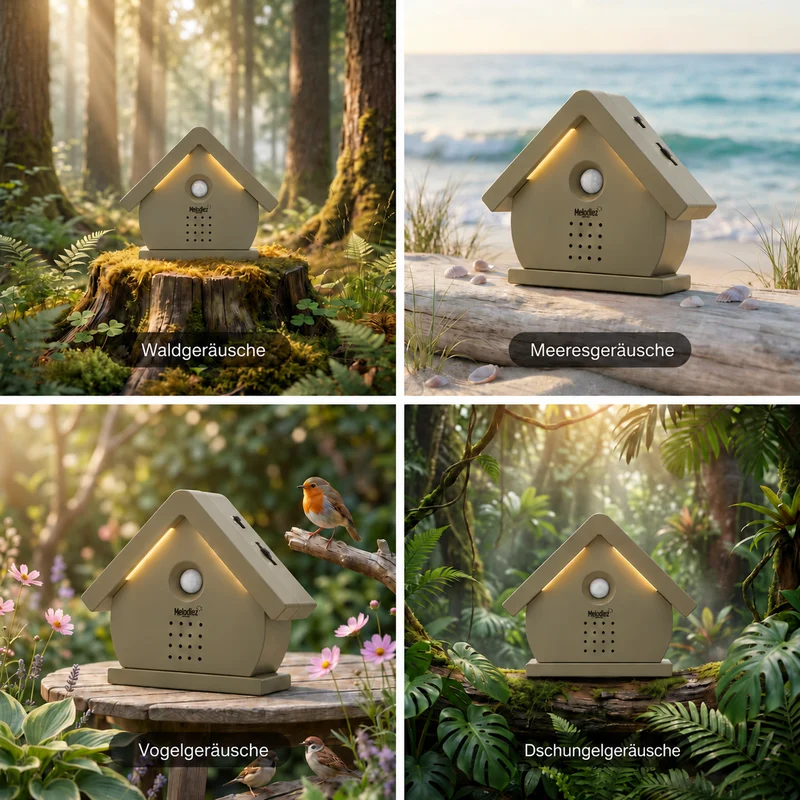 Melodiez Nature Box Midnight Light Taupe: Verfügbare Naturgeräusche